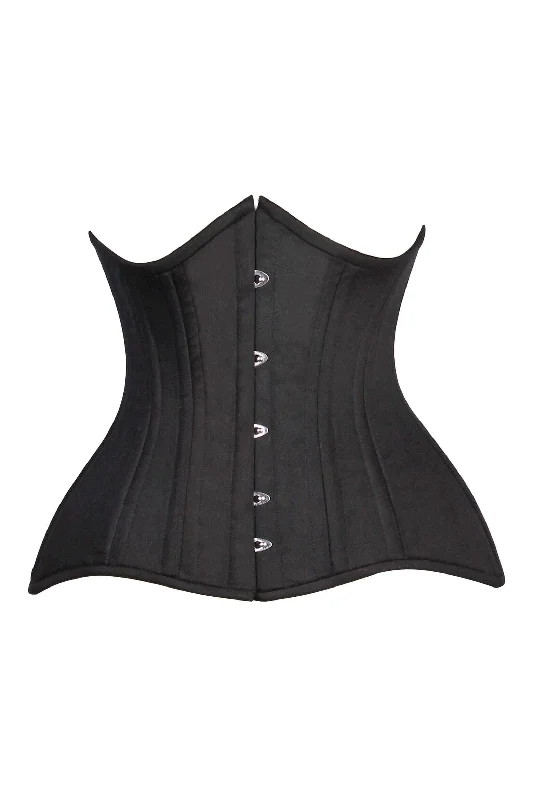 Limited Offer Top Drawer CURVY Black Cotton Double Steel Boned Underbust Waist Cincher Corset Limited Offer Top Drawer CURVY Black Cotton Double Steel Boned Underbust Waist Cincher Corset
