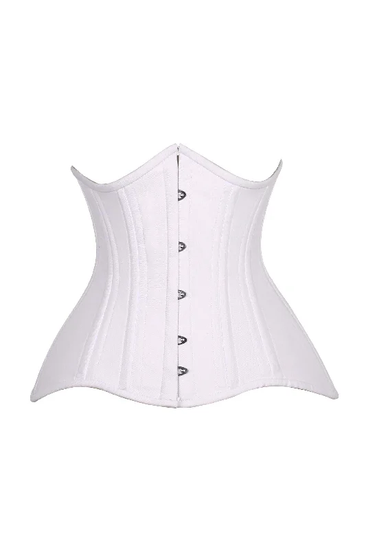 Hurry Up Top Drawer CURVY White Cotton Double Steel Boned Underbust Waist Cincher Corset Hurry Up Top Drawer CURVY White Cotton Double Steel Boned Underbust Waist Cincher Corset