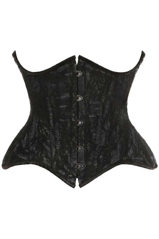 Daily Special Top Drawer Black w/Black Lace Double Steel Boned Curvy Cut Waist Cincher Corset Daily Special Top Drawer Black w/Black Lace Double Steel Boned Curvy Cut Waist Cincher Corset
