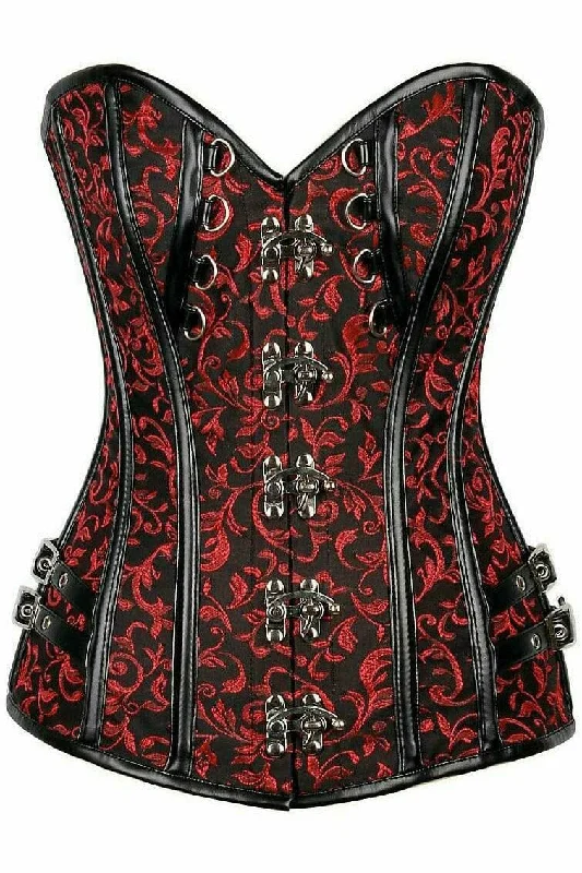Value Deals Top Drawer Brocade & Faux Leather Steel Boned Corset