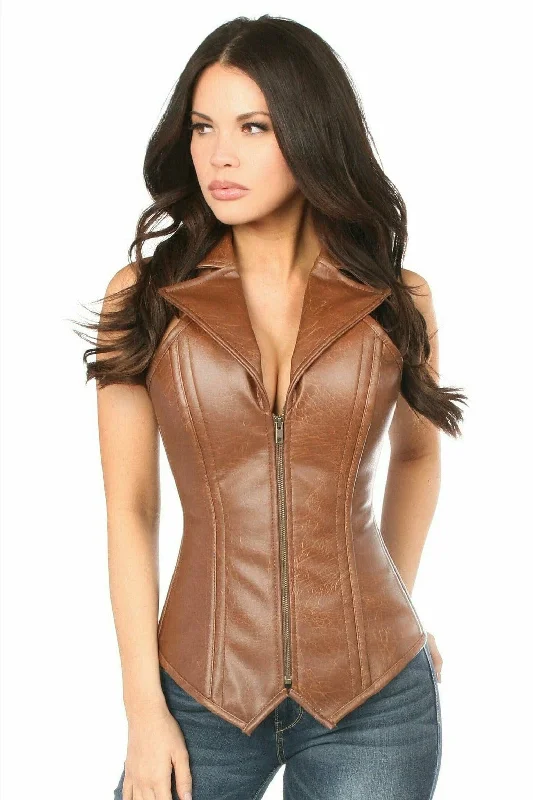 Mega Discount Top Drawer Faux Leather Steel Boned Corset