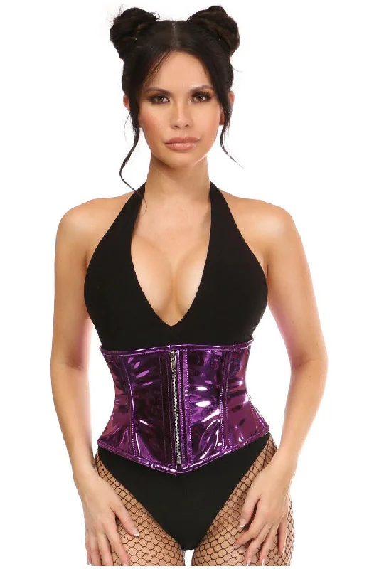 Weekend Steals Await Top Drawer Purple Metallic Steel Boned Mini Cincher