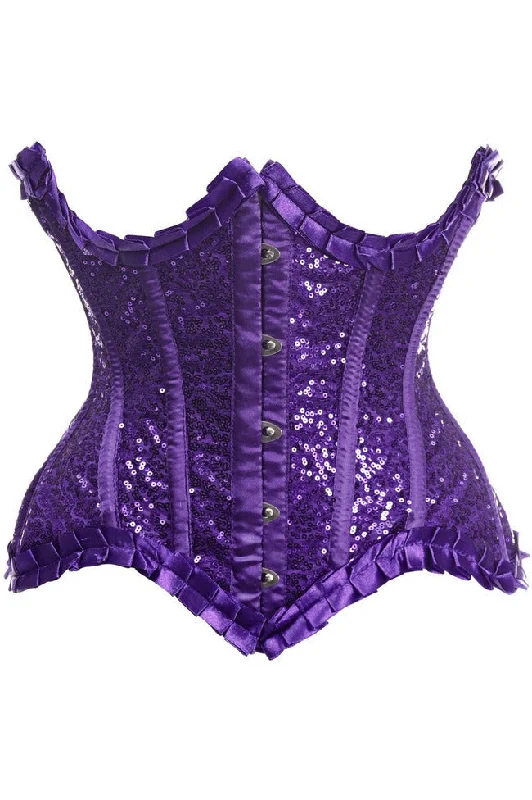 Major Deal Top Drawer Purple Satin & Sequin Underwire Curvy Cut Steel Boned Waist Cincher Corset Major Deal Top Drawer Purple Satin & Sequin Underwire Curvy Cut Steel Boned Waist Cincher Corset