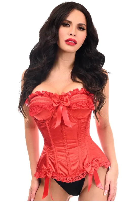 Unmissable Sale Top Drawer Red Satin Steel Boned Burlesque Corset