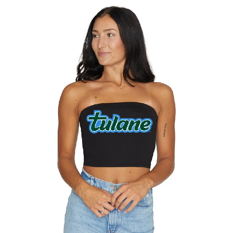 Tulane Groovy Black Tube Top