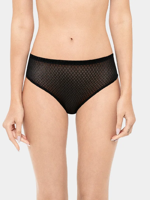 Overstock Cotton Lace Mesh Plus Size Panties 4 PCS Black