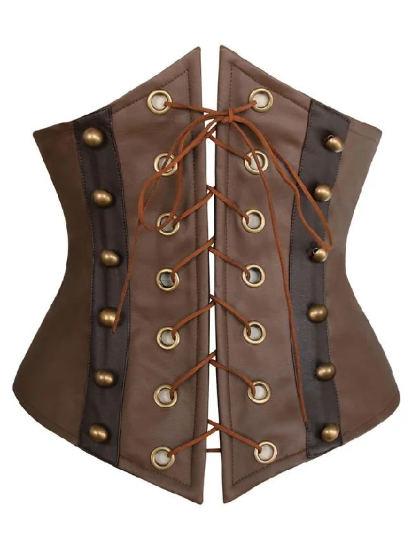 Women's Steampunk Retro Faux Leather Victorian Waist Training Underbust Corset