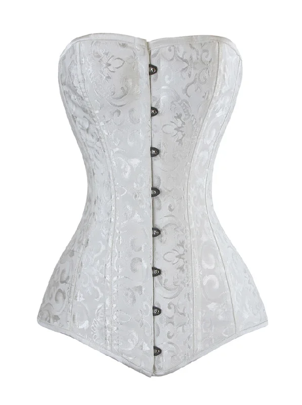 Lowest Price Women's White Plus Size Satin Steel Boned Long Torso Overbust Corset Top Lowest Price Women's White Plus Size Satin Steel Boned Long Torso Overbust Corset Top