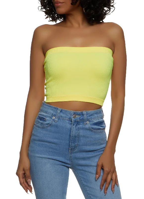 Clearance Items Ribbed Knit Seamless Tube Top