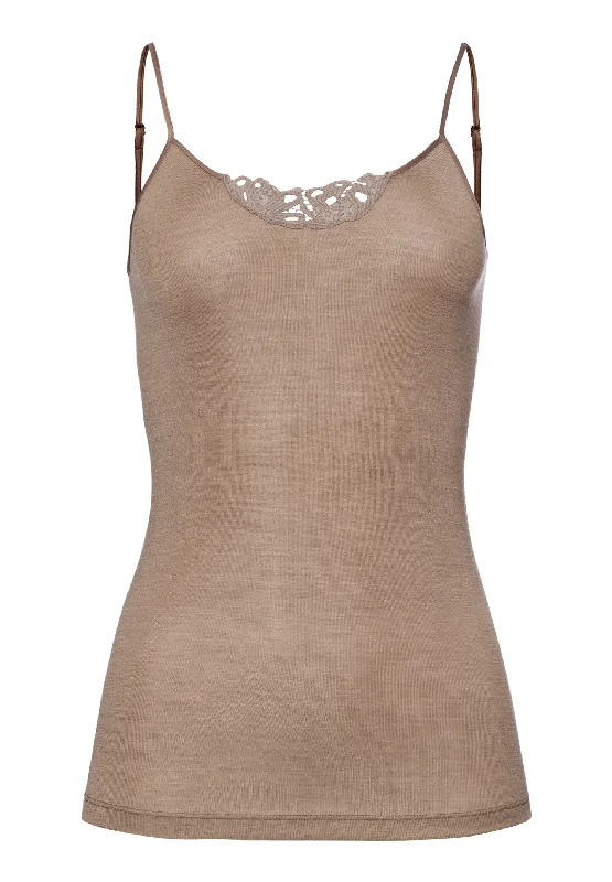 Deal Dash Woolen Silk W Embroidered Camisole | Taupe 71521-2847