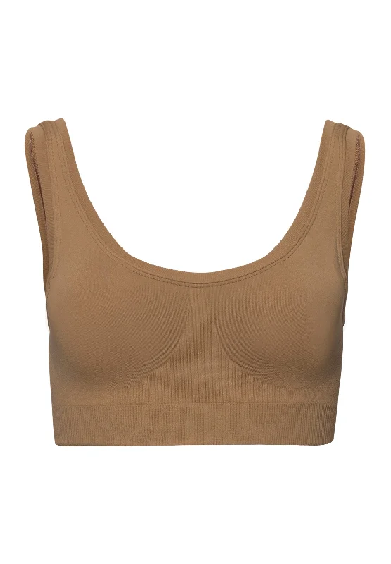Pay Less Touch Feeling Crop Top Padded | Walnut 71806-2821