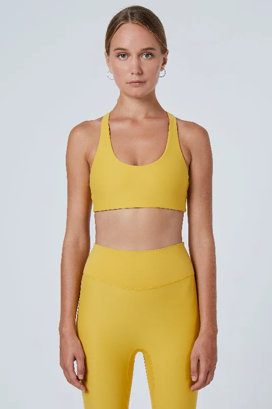 Holiday Sale Alva Racerback Sports Bra | Recycled Nylon | Mustard