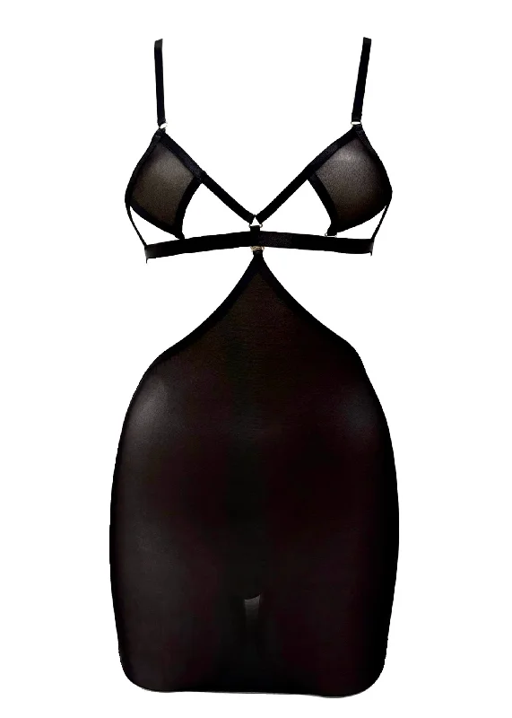 Weekend Deals That Impress SHEER Diamond Bra & Detachable Skirt (Black)