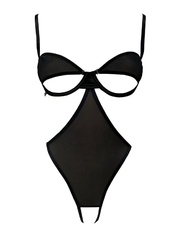 Reduced Rates SHEER Underwire Bra & Open Back Body (Black)