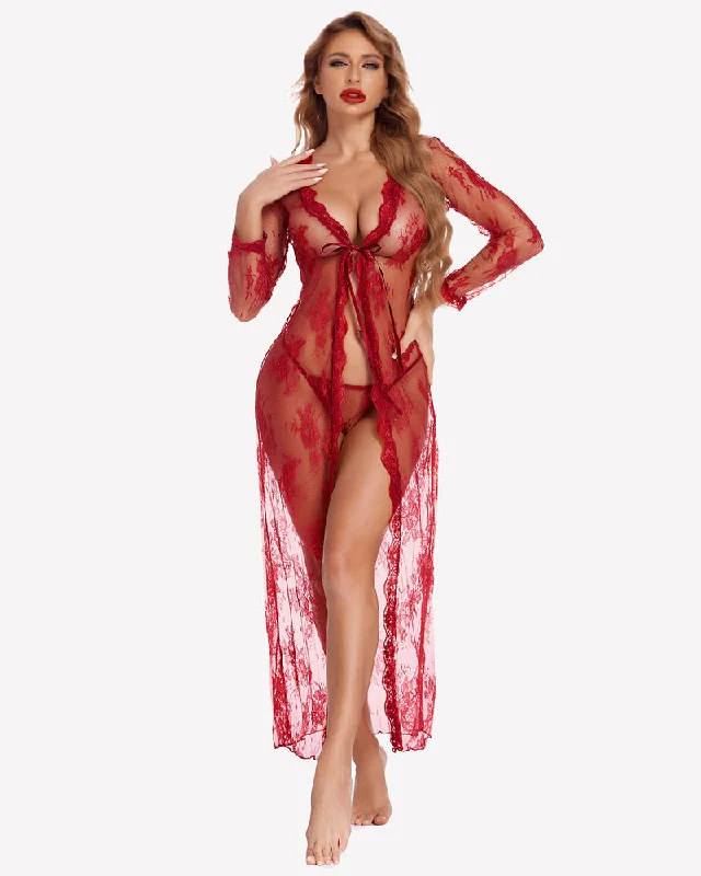 Weekend Price Cuts Galore Lace Robe Bridal Sheer Wedding Gown