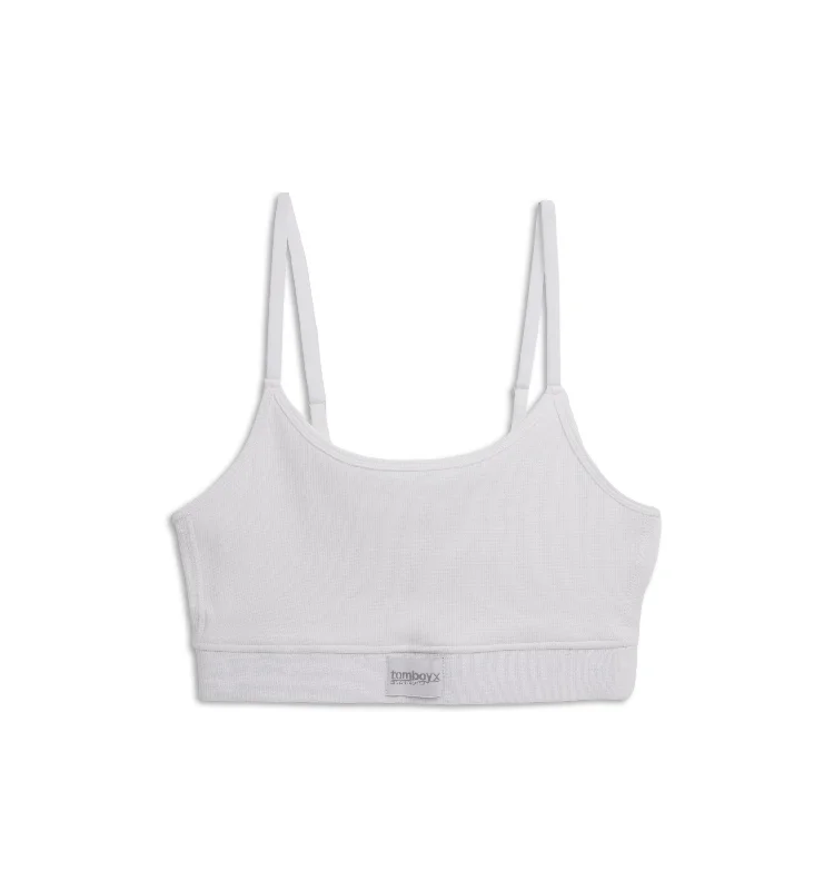 Low Price Organic Cotton Rib Low Cut Soft Bra - White