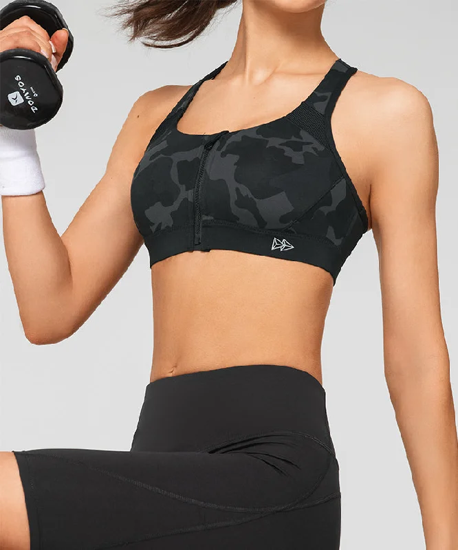 Year-End Sale Enfold Zip Front Padded Running Bra | Women's High Support Sports Bra