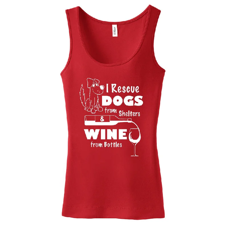 Super Bargain I Rescue Dogs From Shelters & Wine From Bottles Ladies Tank Top