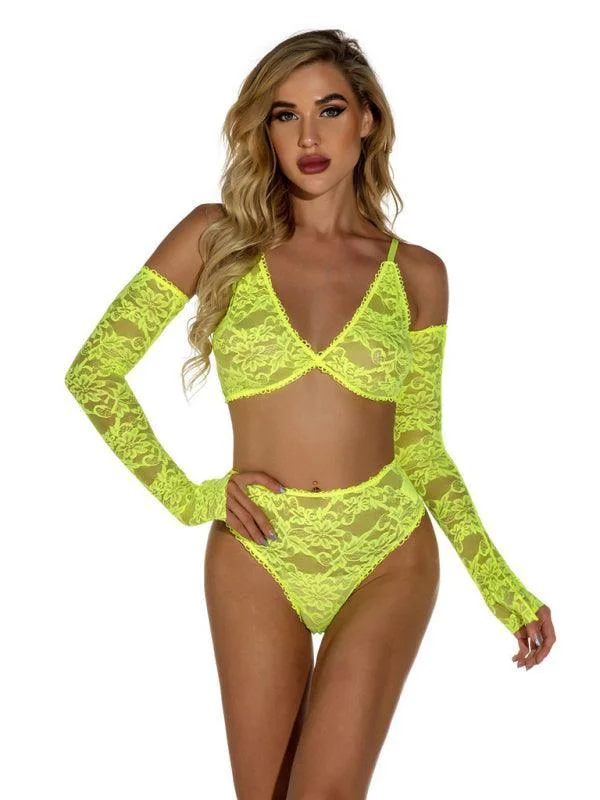 Lowest Rates Lace Lingerie Set With Gloves