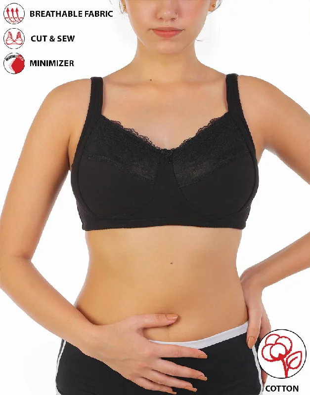 The Best Prices LOSHA COTTON DOUBLE LAYERED SAG LIFT MINIMIZER BRA-BLACK