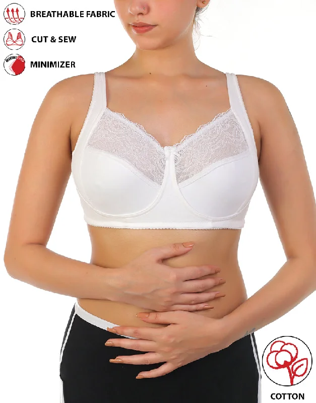 Special Price LOSHA COTTON DOUBLE LAYERED SAG LIFT MINIMIZER BRA-WHITE