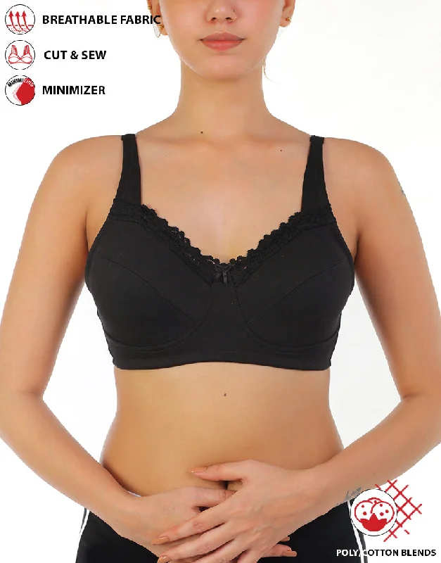 Price Reduction LOSHA FULL COVERAGE SUPER SUPPORT CUT & SEW CUPS MINIMIZER BRA-BLACK