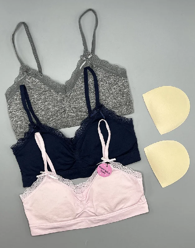 Today Only LOSHA TEENS PACK OF 3 TRAINING BRAS WITH REMOVABLE PADS-CRADLE PINK
