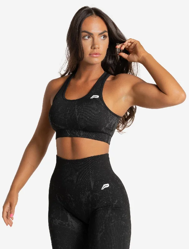 Super Sale Marble Seamless Sports Bra - Black
