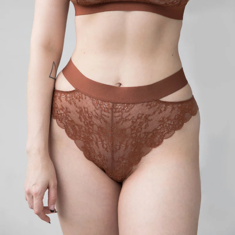 The Best Prices +Monique Morin Wild Lace Cheeky Panty in Salted Caramel