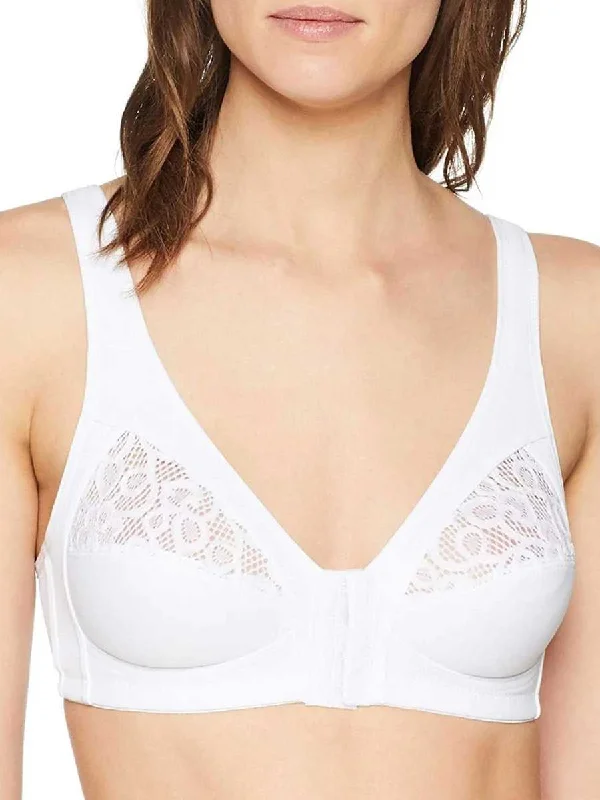 Overstock Front Fastening Bra - White