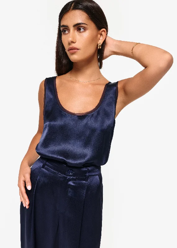 Price Break Nilou Chiffon Trim Camisole Navy