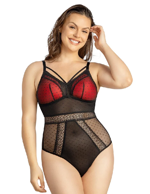 Weekend Discounts to Delight Parfait Mia Dot P6017 Black Wire Free Mesh Bodysuit