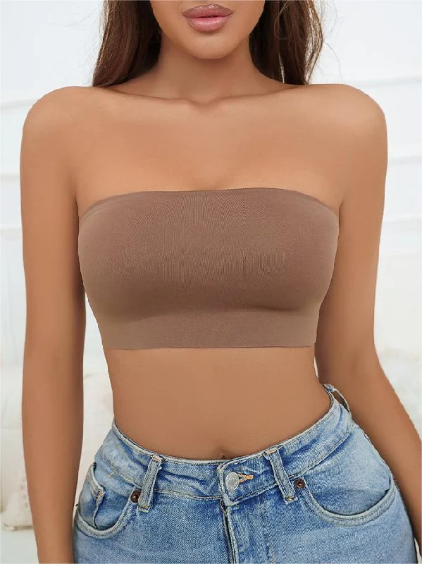 Sale Event Plain Wireless Strapless Bra Brown