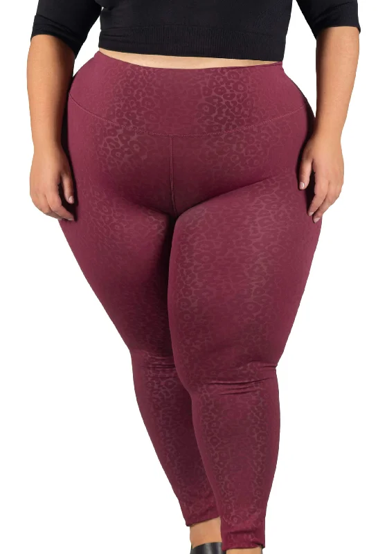 New Markdowns Plus Size High Waisted Burgundy Leopard Print Leggings