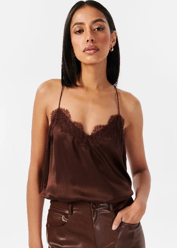 Major Savings Racer Charmeuse Camisole Java