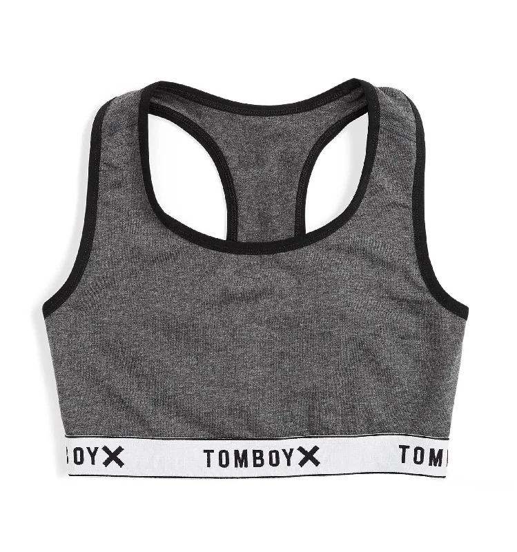 New Arrival Racerback Soft Bra - Charcoal White Band