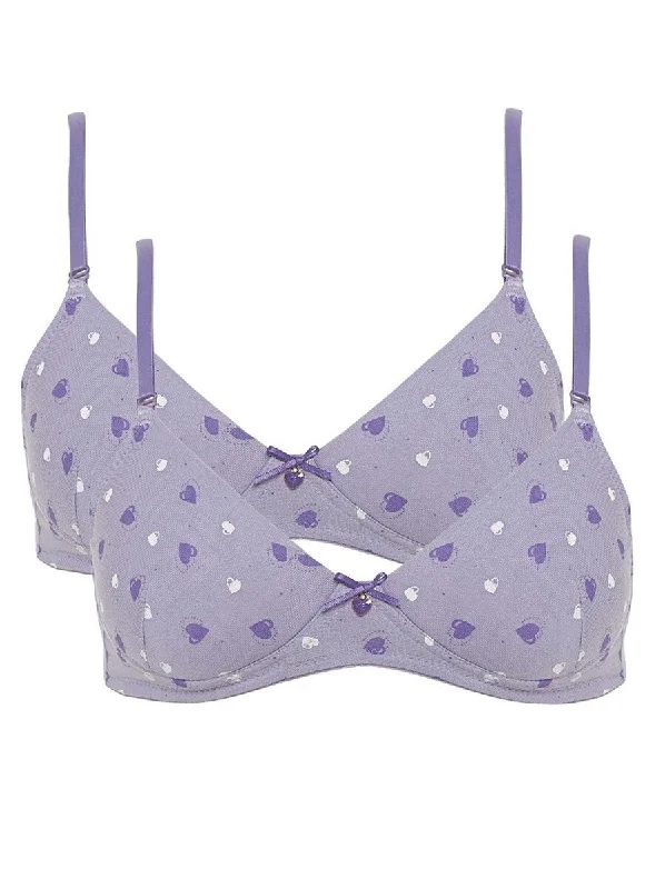 Take Advantage Teen Pra 2-Pack Purple Hearts Bras- 8025