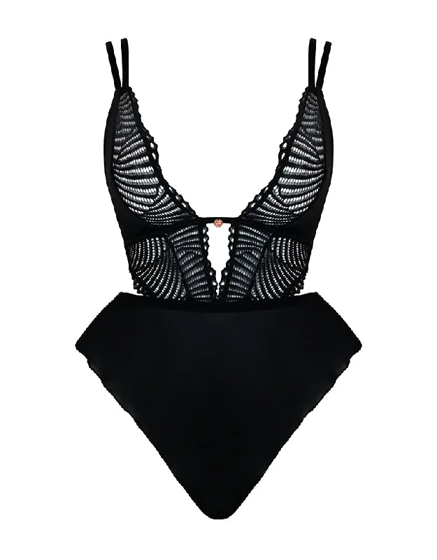 Extra Savings Scantilly After Hours Stretch Lace Teddy Black