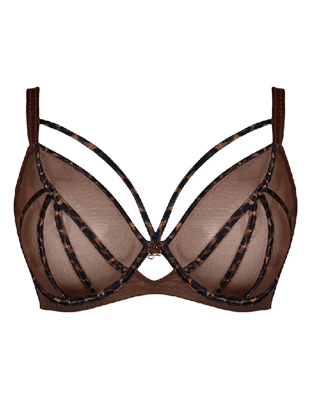 Weekend Savings Sensation Scantilly Senses Plunge Bra Leopard Brown