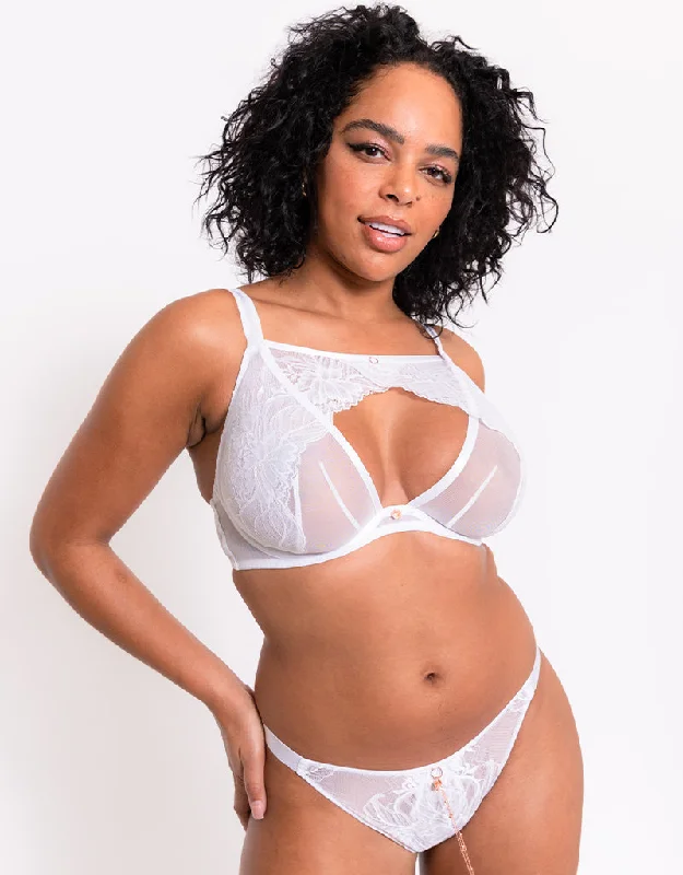 Scantilly Unveiled Deep Plunge Bra White