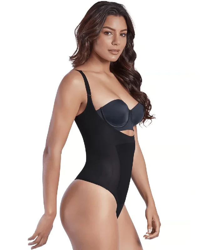 Savings Event Final Sale Clearance Shaperlove Thermal Open Bust Thong Bodysuit