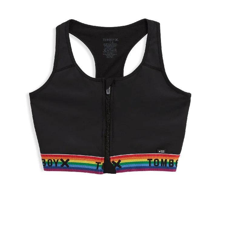 Weekend Savings Delight Swim Racerback Zip Compression Top - Black Rainbow
