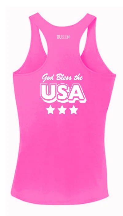Daily Deals Women's Reflective Tank Top - God Bless the USA