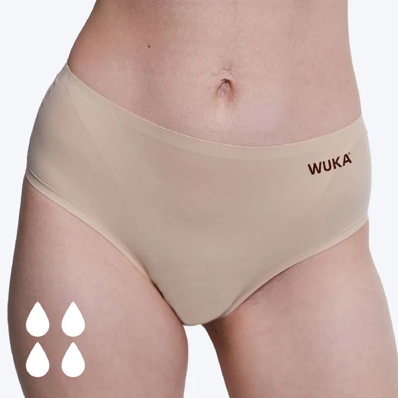 WUKA Stretch Seamless Midi Brief Period Pants Light Nude - Heavy Flow